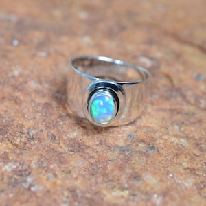 Ethiopian Opal 925 Silver Rings, Gemstone Ring, Oval Shape Ethiopian Opal Ring, Opal Gemstone Ring, Fire Opal Ring