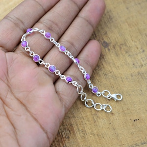 Rosa Regenbogen Mondstein 925 Sterling Silber Edelstein Schmuck einstellbare Armbänder