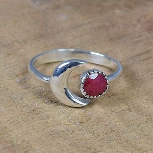 Rubin 925 Sterling Silber Facettierter Edelstein Schmuck Ring ~ Juli Geburtsstein ~ Handgemachter Schmuck ~ Geschenk für Weihnachten