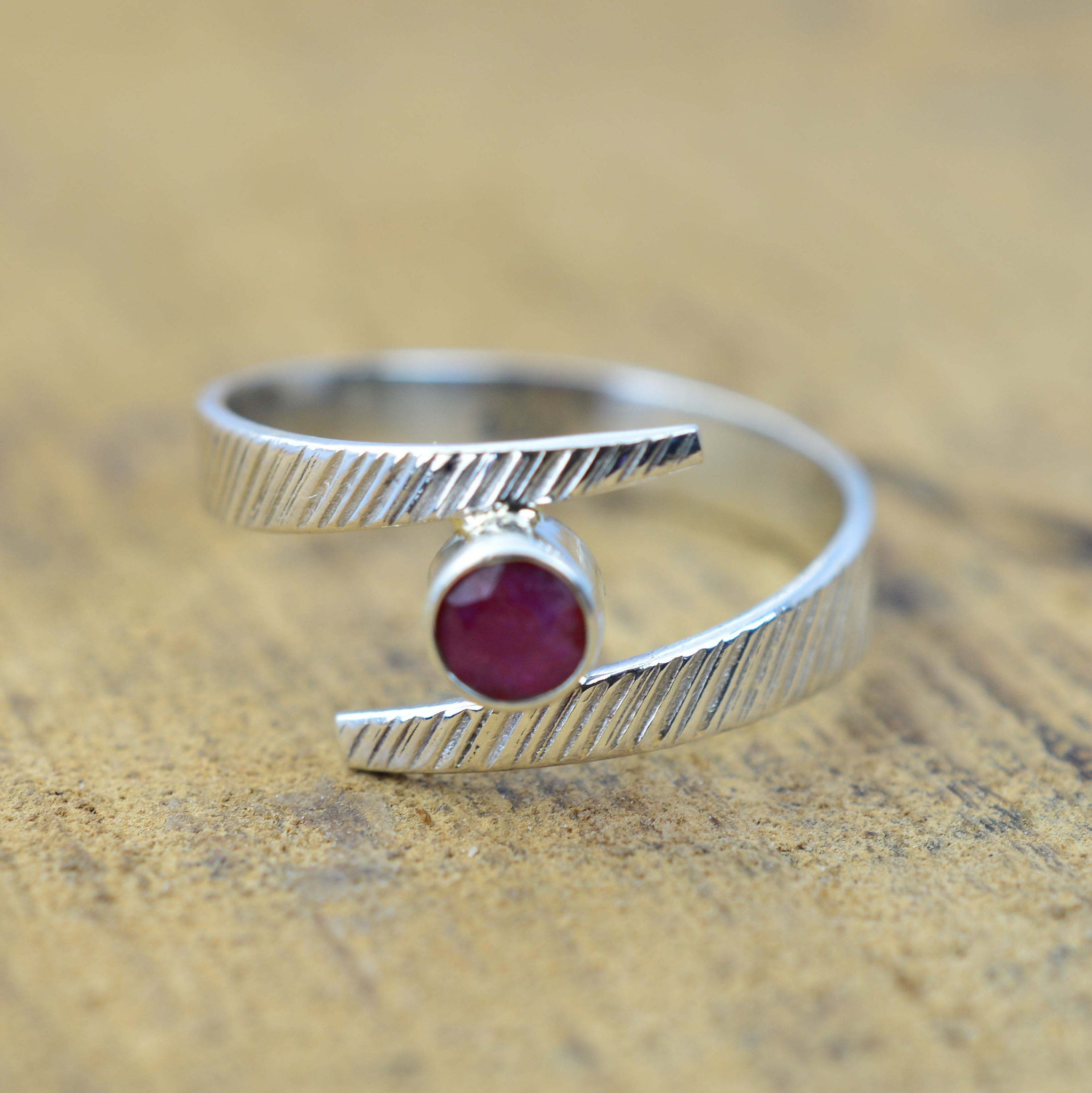 Ruby 925 Sterling Silver Round Red Ruby Ring Gemstone Jewelry Ring Gift For Her