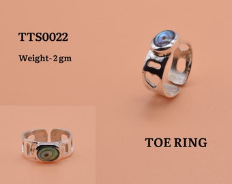 Abalone Shell 925 Sterling Silver Multi Gemstone Designer Women Toe Ring ~ Handmade Jewelry ~ Band Midi Toe Ring ~ Gift For Christmas