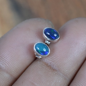 Black Ethiopian Opal 925 Solid Sterling Silver Natural Opal Stud Earring