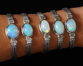 Welo Ethiopian Opal Bracelet, 925 Sterling Silver, Adjustable Fire Opal Jewelry