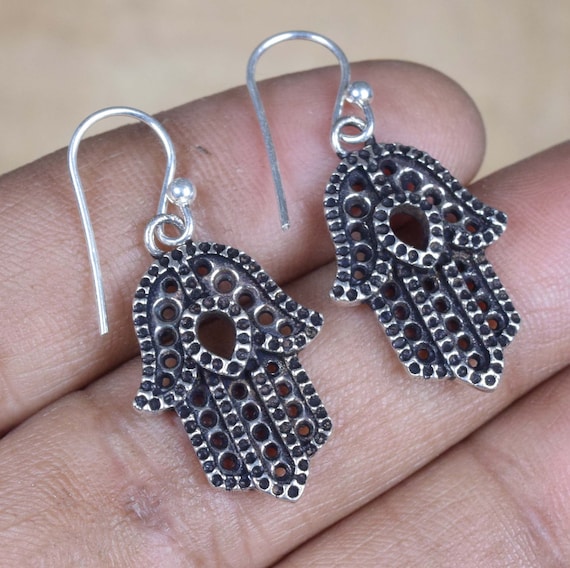 Hamsa Earrings - Oxidized Silver Hamsa Earrings - Oxidized Silver