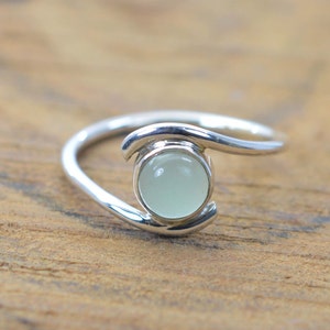 Aqua Chalcedony 925 Sterling Silver Ring ~ Gemstone Jewelry Ring