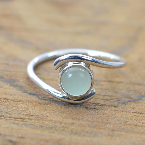 Aqua Chalcedony 925 Sterling Silver Ring ~ Gemstone Jewelry Ring