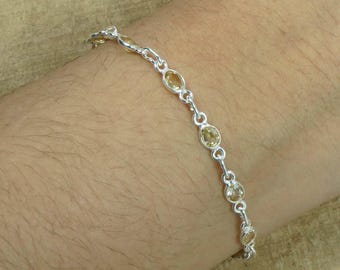 Citrine Sterling Silver Bracelet: Adjustable Gemstone, November Birthstone