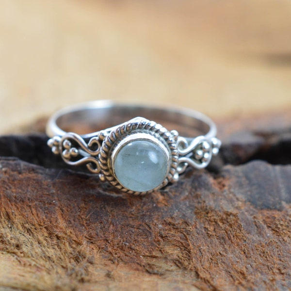 Aquamarine 925 Sterling Silver Gemstone Ring