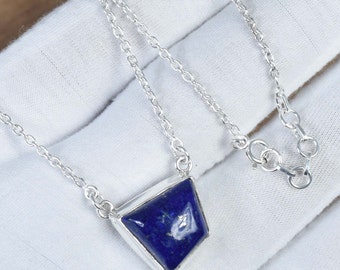 Blauwe sterlingzilveren lapis lazuli-ketting: geboortesteen december