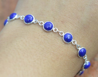 Genuine Lapis lazuli Natural Color 925 Silver adjustable Bracelet USA SELLER Genuine Lapis lazuli Natural Color 925 Silver adjustable Bracelet USA SELLER