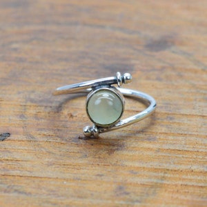 Green Prehnite  925 Sterling Silver Gemstone Designer Ring ~ Round Shape ~ Handmade Jewelry ~ Gift For Anniversary ~ Ring Size ~ 5.5 /UK ~ K