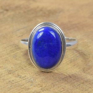 Blue Lapis Lazuli 925 Sterling Silver Natural Lapis Lazuli Gemstone Elegant Ring ~ Oval Shape Ring ~ Deep Blue Lapis ~ Gift For Christmas