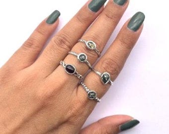 Green Baltic Amber Ring: 925 Sterling Silver Gemstone Jewelry