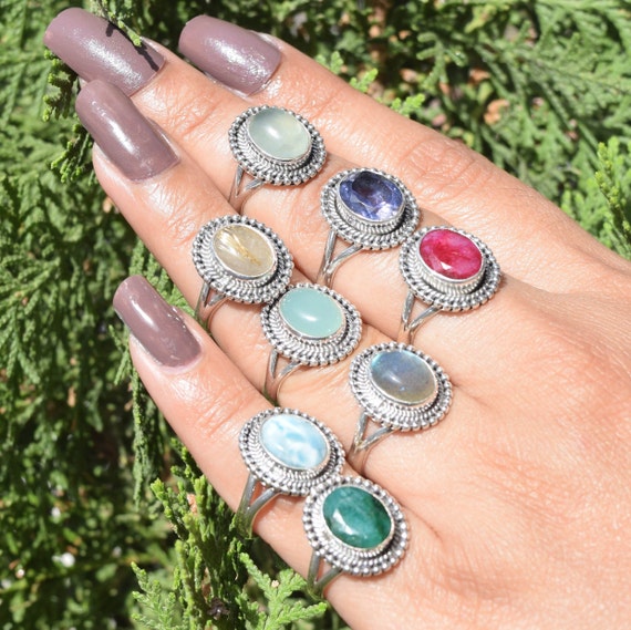 ★TATIANA★ (SILVER925) Moonstone Oval ring CR1814 925 Sterling Silver Moonstone / Onyx / Tiger's Eye