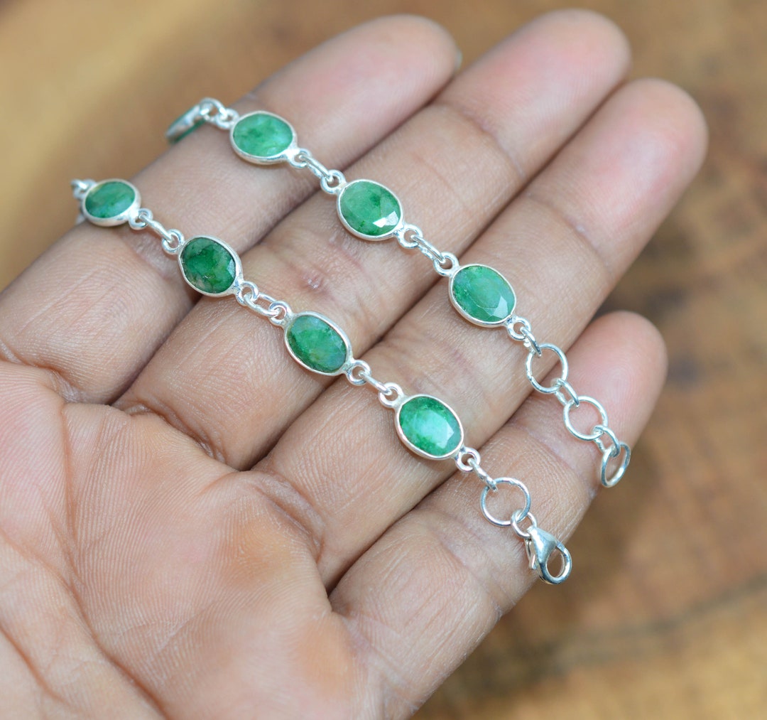 ブレスレット [Haleine] Gemstone l Bracelet Emerald (VA205) Haleine] Gemstone Metal Bracelet Emerald (VA205) (HALEINE