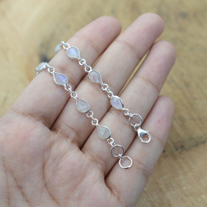 White Rainbow Moonstone 925 Sterling Silver Jewelry Adjustable Bracelets image 4