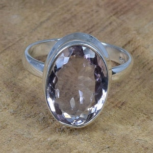 Cut Purple Amethyst 925 Sterling Silver Gemstone Natural Jewelry Ring ~ February Month Birthstone ~ Oval Shape Ring ~ Gift For Valentine Day