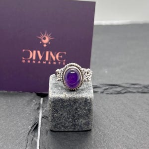 Amethyst 925 Sterling Silver Purple Amethyst Gemstone Jewelry Ring