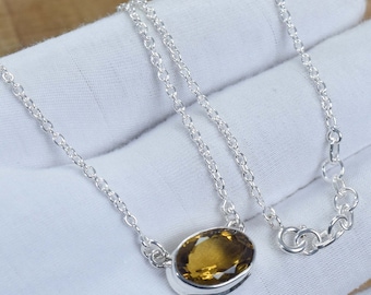 Smoky Quartz Sterling Silver Necklace: Handmade Gemstone Chain
