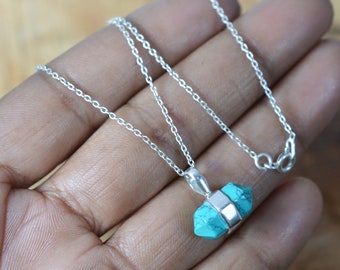 Collier double rangs LE MIYUKI - Chaîne fine argent & Miyukis Vert Turquoise