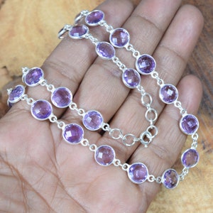 Natural Purple Amethyst 925 Sterling Silver Faceted Amethyst Gemstone Chain Necklace, Convertible Bracelet ~ Handmade Jewelry ~ Gift For Her