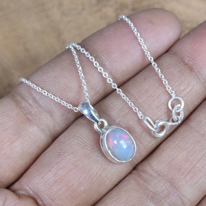 Ethiopian Opal 925 Sterling Silver Gemstone Chain Pendant w/ or w/o chain ~ October Month Birthstone ~ Natural Stone ~ Gift For Anniversary