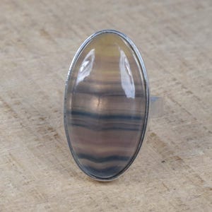 Natural Fluorite 925 Sterling Silver Oval Shape Gemstone Adjustable Ring ~ Handmade Jewelry~ Gift For Christmas ~ Size US- 6/ UK- L