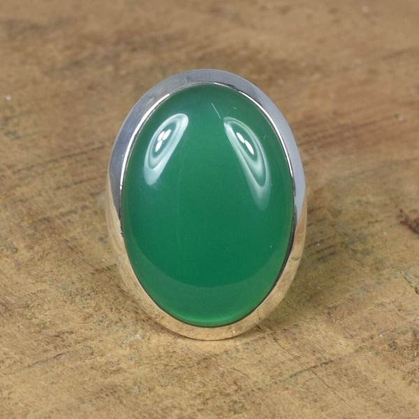 Green Onyx 925 Sterling Silver Oval Shape Gemstone Elegant Jewelry Green Ring ~ May Month Birthstone ~ Green Onyx ~ Gift For Christmas