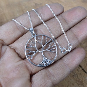 Baum des Lebens 925 Sterling Silber schlichte handgemachte Halskette ~ Silber Zeitgenössische Halskette ~ Silber Design ~ Geschenk für Valentinstag