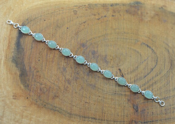 Bracelet Imposant En Calcédoine Et Argent 925 - Neuf Sans Emballage - Pièce Unique
