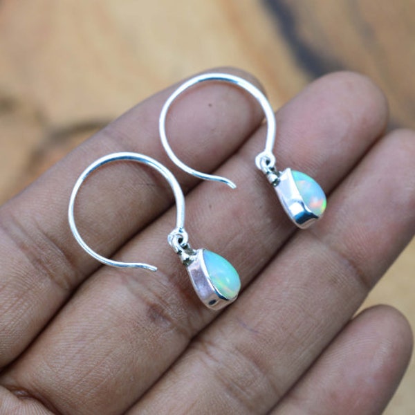 Ethiopian Opal Earring 925 Sterling Silver Natural Gemstone Hook Earring ~ 1 Pair 925 Silver ~ Handmade Jewelry ~ Gift For Easter