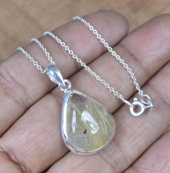Golden Rutile 925 Sterling Silver Gemstone Jewelry Rutile
