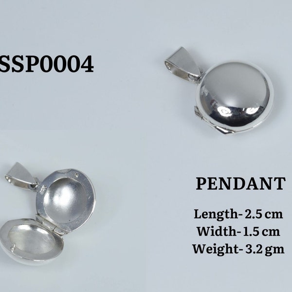 Boîte pendentif 925 argent sterling forme ronde plaine poison pendentif bijoux ~ pendentif boîte à message ~ médecine élégante / boîte à pilules ~ cadeau pour elle