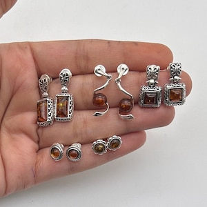 Baltic Amber 925 Sterling Silver Natural Gemstone Elegant Earring Jewelry ~ Handmade Designer Stud Earring Jewelry ~ Gift For Christmas