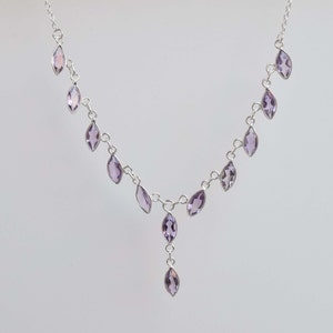 Natural Cut Purple Amethyst 925 Sterling Silver Amethyst Gemstone Chain Necklace ~ February Birthstone ~ Handmade Jewelry ~Gift For Birthday