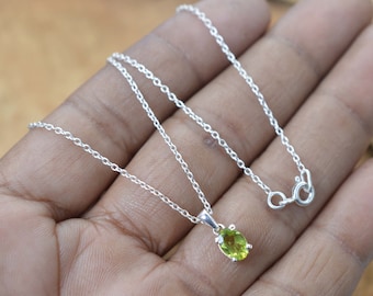Green Peridot 925 Sterling Silver Cut Gemstone Jewelry Pendant w/ or w/o chain