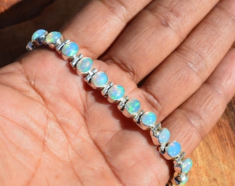 Ethiopian Opal Bracelet: Adjustable Sterling Silver Fire Opal Jewelry