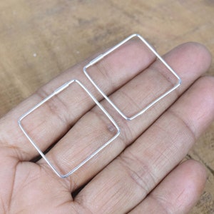Hammered Square 925 Sterling Silver Teeny Tiny 1 PAIR Earring Jewelry ~ Handmade Jewelry ~ Simple Open Square Hoop ~ Gift For Christmas