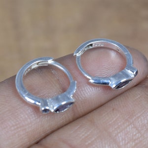 Blue Iolite 925 Sterling Silver Gemstone Marquise Shape Hoop Earring ~ September Month Birthstone ~ Handmade Jewelry ~ Gift For Birthday