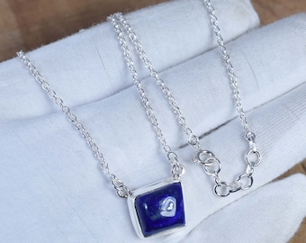 Blauwe sterlingzilveren lapis lazuli-ketting: geboortesteen december