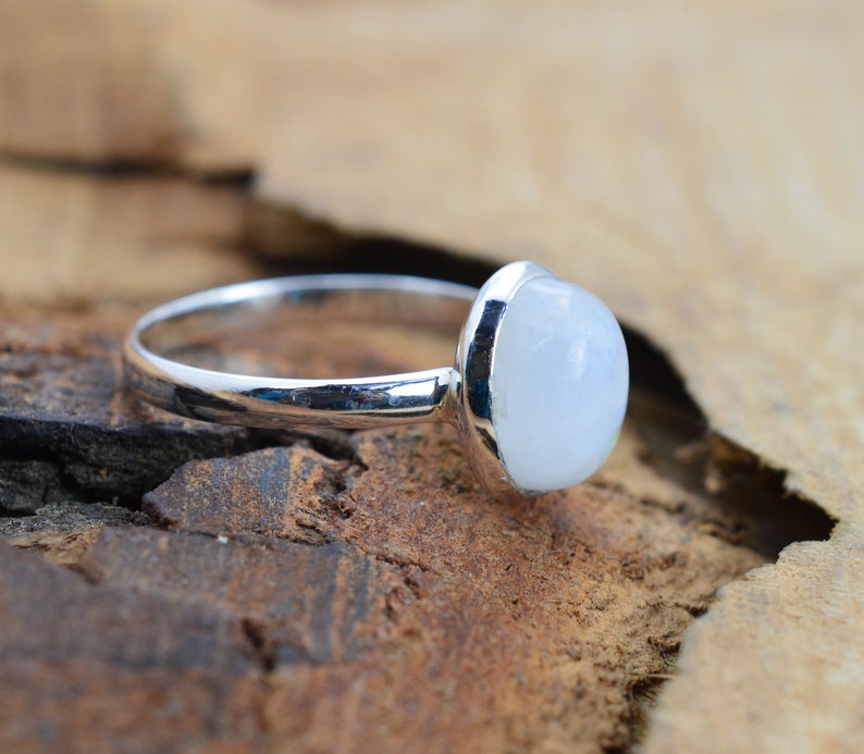 Rainbow Moonstone 925 Sterling Silver Handmade Jewelry Ring image 2