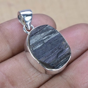 Tourmaline 925 Sterling Silver Pendant ~ Natural Rough Black Tourmaline Gemstone Pendant ~ Gift For Her