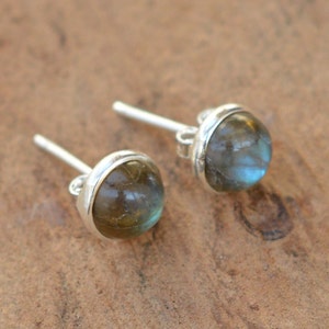 Sterling Silver Labradorite Natural Gemstone 1 Pair Stud Earring ~ Handmade Jewelry ~ 1 Pair 925 Silver Stud Earring ~ Gift For Easter