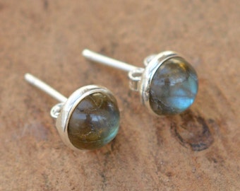 Sterling Silver Labradorite Natural Gemstone 1 Pair Stud Earring ~ Handmade Jewelry ~ 1 Pair 925 Silver Stud Earring ~ Gift For Easter