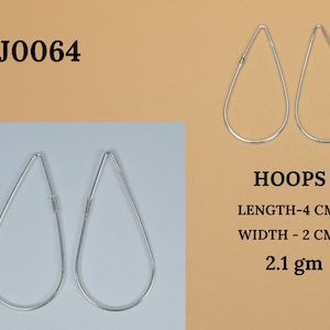 Silver Pear Plain Hoop 925 Sterling Silver Large Classic 1 Pair Hoop Earring ~ Handmade Jewelry ~ Elegant Earring ~ Gift For Christmas