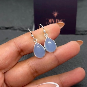 Blue Chalcedony 925 Sterling Silver Hook Earring