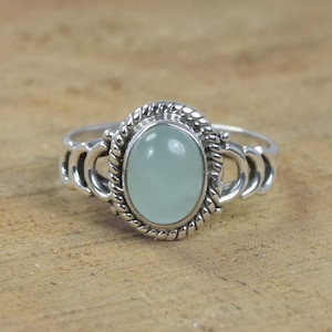 Aqua Chalcedony 925 Sterling Silver Gemstone Designer Ring ~ March Birthstone ~ Handmade Ring ~ Gift For Christmas ~ Ring Size US~ 6 / UK~ L