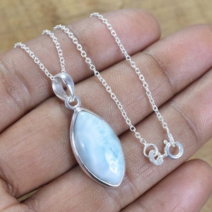 Natural Blue Larimar 925 Sterling Silver Gemstone Elegant Pendant w/ or w/o Chain ~ Handmade Jewelry ~ Larimar Stone ~ Gift For Birthday