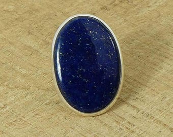 Anillo de lapislázuli ovalado: joyería de piedras preciosas en plata de ley 925