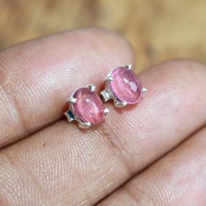 Pink Tourmaline 925 Sterling Silver Stud Earring
